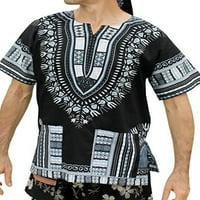 Glonme Muns T majice Hipi Summer Tops Afrički print Dashiki Majica Muškarci Labavi FIT TEE boemski plemenski festival Bluza White S