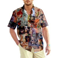 Zootopia Nick Judy Muška grafička havajska majica, Zootopia prednji gumb za džep za prsa Ležerne prilike