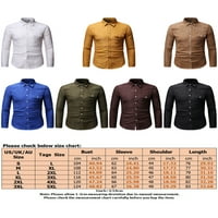 Leuncero Men Plain Holiday Tunic Majica Prednji džep Okrenite Bluzu za busine majice COLLAR Bluze Khaki