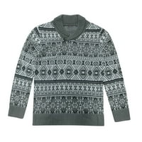 Muška evropska i američka zimska božićna rever pulover pleteni džemper vunena jakna muškarci dugi tan