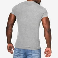 Majice za muškarce Okrugli vrat Ležerne prilike s kratkim rukavima Slim Fit Bluze Sive Veličina XL