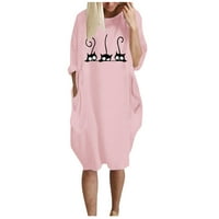 Jesenske haljine za žene Ženske Jumper Mini haljina dame predimenzionirane džepove dugih rukava dugih rukava