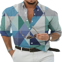 Avamo mens casual gumdove košulje Geometrijski print kolum za majicu Majica Men rever vrat Svakodnevna