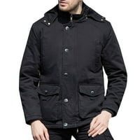Yueulianxi Muška jesen i zima topli dugi rukav, samostalni džep labava majica gornji jaknski kaputi