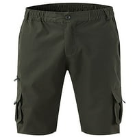 Sanviglor Muške kratke hlače Solidne boje Dungarees Mid Struk Ljetne kratke hlače Havajski mini pantalone vježbanje vojske Zeleni XL