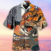 Nova muška košulja Havajska kubanska ovratnik kratki rukav mužjak odjeća žestoka tigarska majica tigara za muškarce Modni cool Top prevelika majica