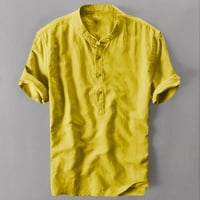 Tking modni ljetni muški hladni i tanak prozračni ovratnik viseći obojenu gradijentnu pamučnu košulju - žuta l