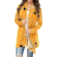 Ženski kaputi Jakne za žene Jesenski kardigan Halloween Print s dugih rukava Front Cardigan Lagana modna povremena ženska ženska vrhova Žuta l