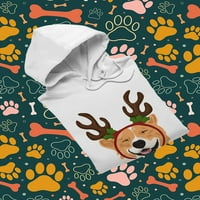 Jolly Corgi Reindeer Antlers Hoodie muškarci -Image by Shutterstock, muško 3x-velika