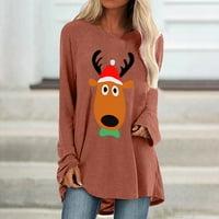 Ženske božićne majice plus veličina dugih rukava Dukseri pulover Jesen Faision Loarow Comfy vrhovi Dreske
