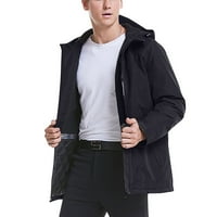 Muški jaknu s dugim rukavima Srednja duljina jakna Čvrsta boja udobna tri punjenje Inteligentno grijanje pamučne jakne džep za putovanje