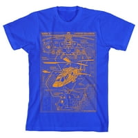 Helicopters Youth Boys Royal Blue Graphic Tee-XL