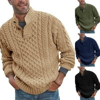 Modni muškarci čvrsti plemenit tanak dugme Turtleneck pulover casual labav vrhovi džemper plavi m