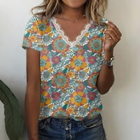 GDFUN ženska modna ljetna majica kratkih rukava od tiskane V izrez majica casual tops majice za žene