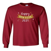 Sretna nova godina svečana unise odraslih majica s dugim rukavima-kardinal crveni-4xl