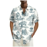 Ljetni trendi čišćenje muški majica Havajska majica za muškarce, muške vintage gumb dolje kuglane s