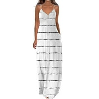 Amlbb Maxi haljine za žene Ljetne haljine Ženske cipele bez rukava, plaža Cvjetna cvjetna ploča s crnim