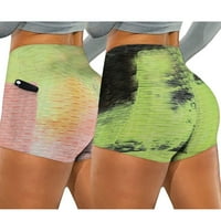 Umitay Womens Joga Hlače Žene naborane Tie-boje džepovi Istezanje Trčanje Fitness Yoga Hlače Bikerske kratke hlače