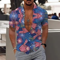 Muške majice Moda casual 3D digitalni tisak gumb reverl dan neovisnosti kratkih rukava za muškarce