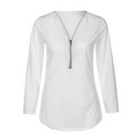 Majice za žene Ženski šifon Ležeran sa vratima s dugim rukavima s dugim rukavima Prednja labava majica top bluza