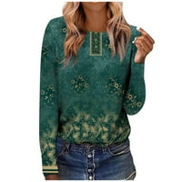 Feternal ženska modna casual longsleeve print pulover okruglog vrata Top bluza