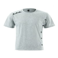 Sanviglor Mens T majica bluza za vrat Čvrsta boja Ljetni vrhovi Fitness Majica Plaža Basic Tee Light