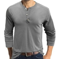 Odeerbi Muške košulje s dugim rukavima Okrugli izrez Bluze Beefy Mišić Basic Solid čista boja bluza za majicu Top Siva