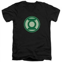 Trevco Green Lantern-Green Symbol Short rukava za odrasle V-izrez 30- Tee, Crna - velika
