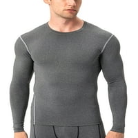 Voguele Muškarci Sport T Majica Cool suhi mišićni vrhovi dugih rukava Kompresioni košulje Workout Majica