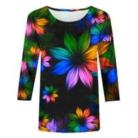 Jsaierl ženski rukav vrhovi ljetni labavi fit print crew vrat majice Comfy Flowy TEE bluze za nošenje