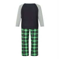 Porodica koja odgovara Božićne pidžame postavio je roditelj-dijete božićne pjs dugih rukava i pletene hlače Xmas Loungewear, zelena