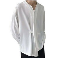 Haxmnou muško jesen casuse casual labava nepravilna majica bez rukava dugih rukava bluza bijela xxl