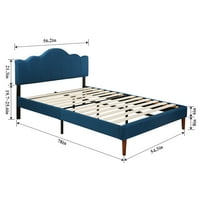 Krevet sa punim veličinom s podesivim uzglavljem, moderan tapecirani okvir platforme za spavaću sobu,