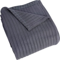 Pamuk Baket Deka Queen Veličina ćebe - Mekani i prozračni kabel tkanje pamučnog termičkog kreveta pokrivač fini pamuk, toplo bacanje pokrivač za krevet, kauč, siva