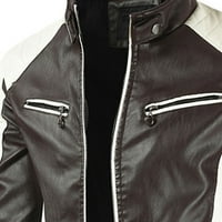 WAVSUF kožne jakne za muškarce veliki i visoki povremeni patchwork zip džepovi plišane runo Kapute za kavu veličine l