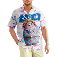 Muška havajska majica casual gumb down kratki rukav čudovišta Sveučilišni kamp 3D uzorak xxs