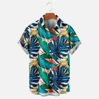 Odeerbi Havajska majica za muškarce Grafičke majice Ležerne prilike ispisTurndown majica s kratkim rukavima bluza sa džepom MINT zelene boje
