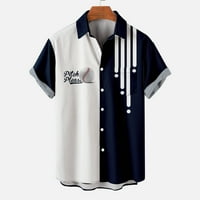 Muške labave opuštene košulje sa džepnim popustom prodaje bejzbol print tees modni ljetni kratki rukav košulje odjeće rever pulover gumb za slobodno vrijeme Blue XXL