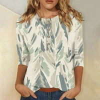 Ljetni ženski modni casual Three Quarter rukava za cvijeće tiskao pulover okruglog vrata Top bluza