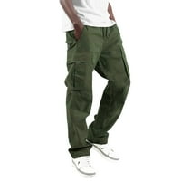 Muške hlače Cargo ravne noge Multi džepovi Solid Color Streetwear Workout casual pantalone za muškarce