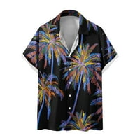Caveitl majice za muškarce, muška majica 3D ne pozicioniranje Havajska majica kratkih rukava majica na plaži, košulja na plaži Top bluza crna