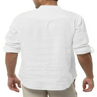 Grianlook muške obične dugih rukava Henley ovratnik dugme dole T majice Sport V izrez Pulover bijeli
