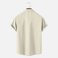 Lovskoo Havajska majica za muškarce Ljeto Ležerne prilike za ispis Skraćeno rukav džepni gumb za zatvaranje bluza Khaki