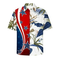 Patriotska majica na plaži Muška ležerna na plaži Haw Modna majica Havajska košulja Okrug navija Havajski