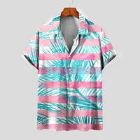 Havajske majice za muškarce veliki i visoki kratki rukav ležerni sa botonom dolje Tropske teške koždine za tisak Mekani odmor na plaži Top Pink XXXXXL
