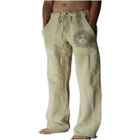 Odeerbi muške lounge hlače labave posteljine hlače izvlačenja elastične pune boje casual pantalone kaki