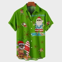 Zunfeo Hawaiian majica za muškarce - tiskane plaže na plaži Božićni rever slobodno udobne vrhove Dugme-dolje kratki rukav sa džepovima Vrhove Vojske zelene 12