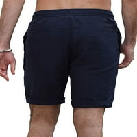 Avamo Muške mini hlače Elastične stružne kratke hlače Čvrsto boje kratki pantaloni muškarci opremljene dno Yoga Navy Blue M