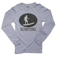 Surfanje surfanje surfanje obrnuto silueta jahanje maha muške majice s dugim rukavima