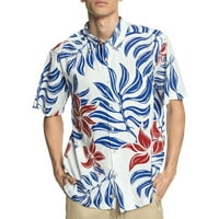 Muška majica Muški ljetni tisak Kratki rukav Labavi ležernu majicu Muške havajske stilske gumb spuštaju vrh majice za muškarce